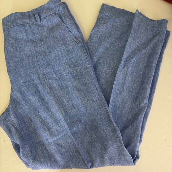 Talbots Women’s 100% Linen Pants Blue Size 10 Straight Leg - Picture 7 of 8